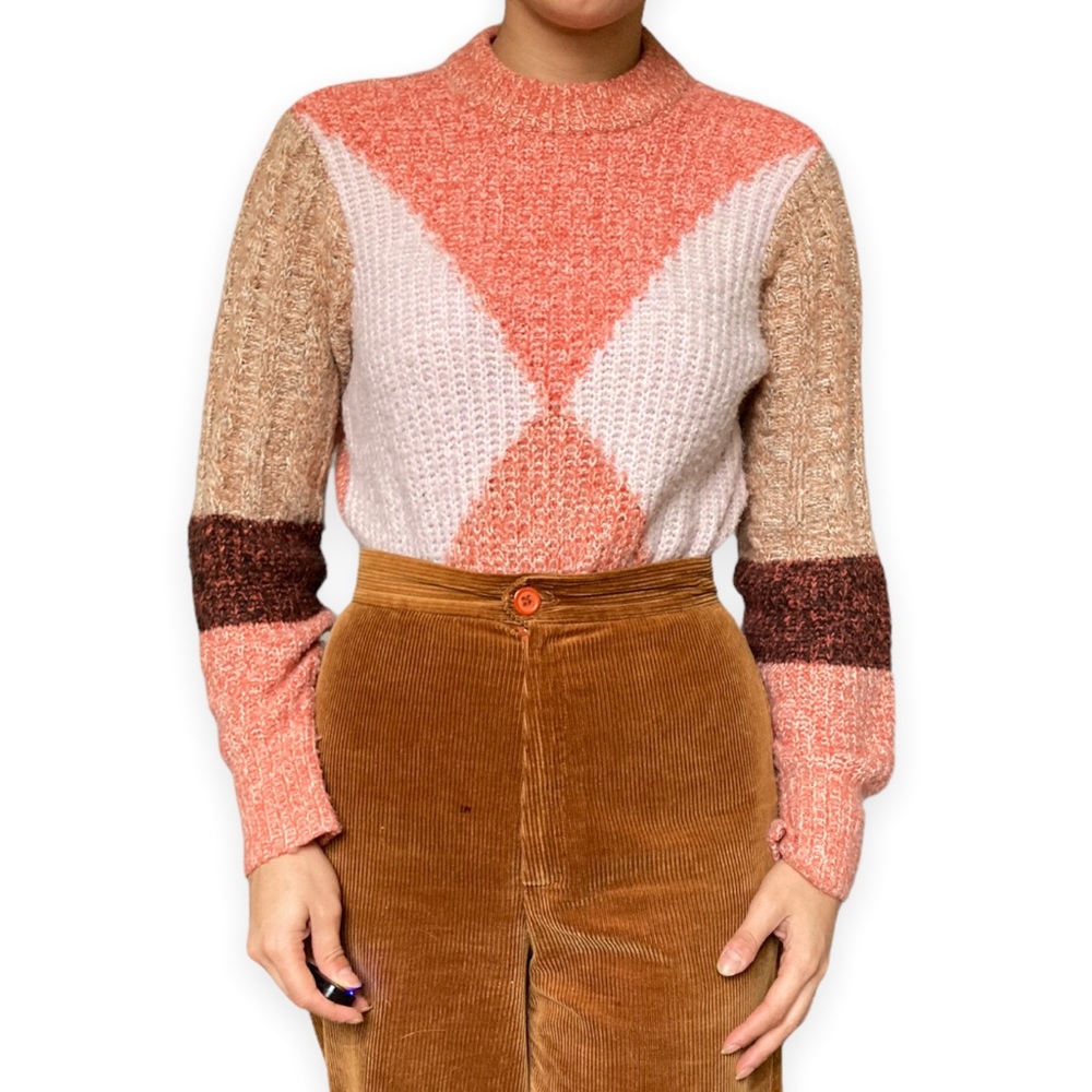 Y.A.S. Colorblock Sweater Long Sleeve Earth Tones Urban Outfitters